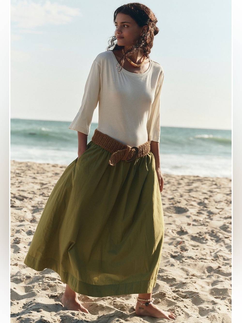 Free People free est sunlit chic midi dress in olive spring